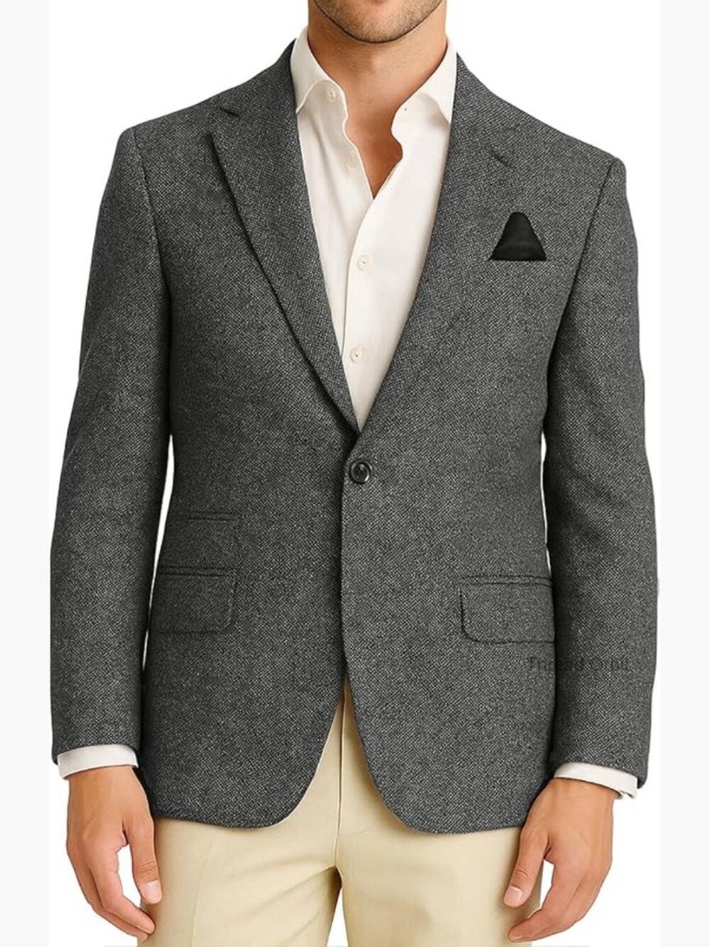 Slim Fit Herringbone Blazer One Button Business Casual Sport Coat